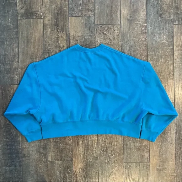nike phoenix fleece oversized crewneck sweatshirt in teal - Picture 4 of 7